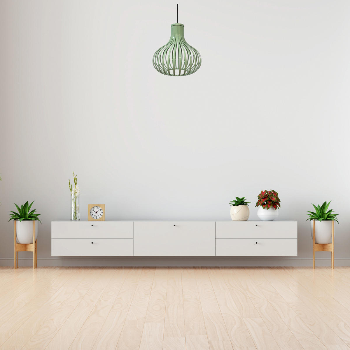 PENDELLEUCHTE Pear 30/35 cm - Mintgrün, Holz/Metall (30/35cm) - Bamyum