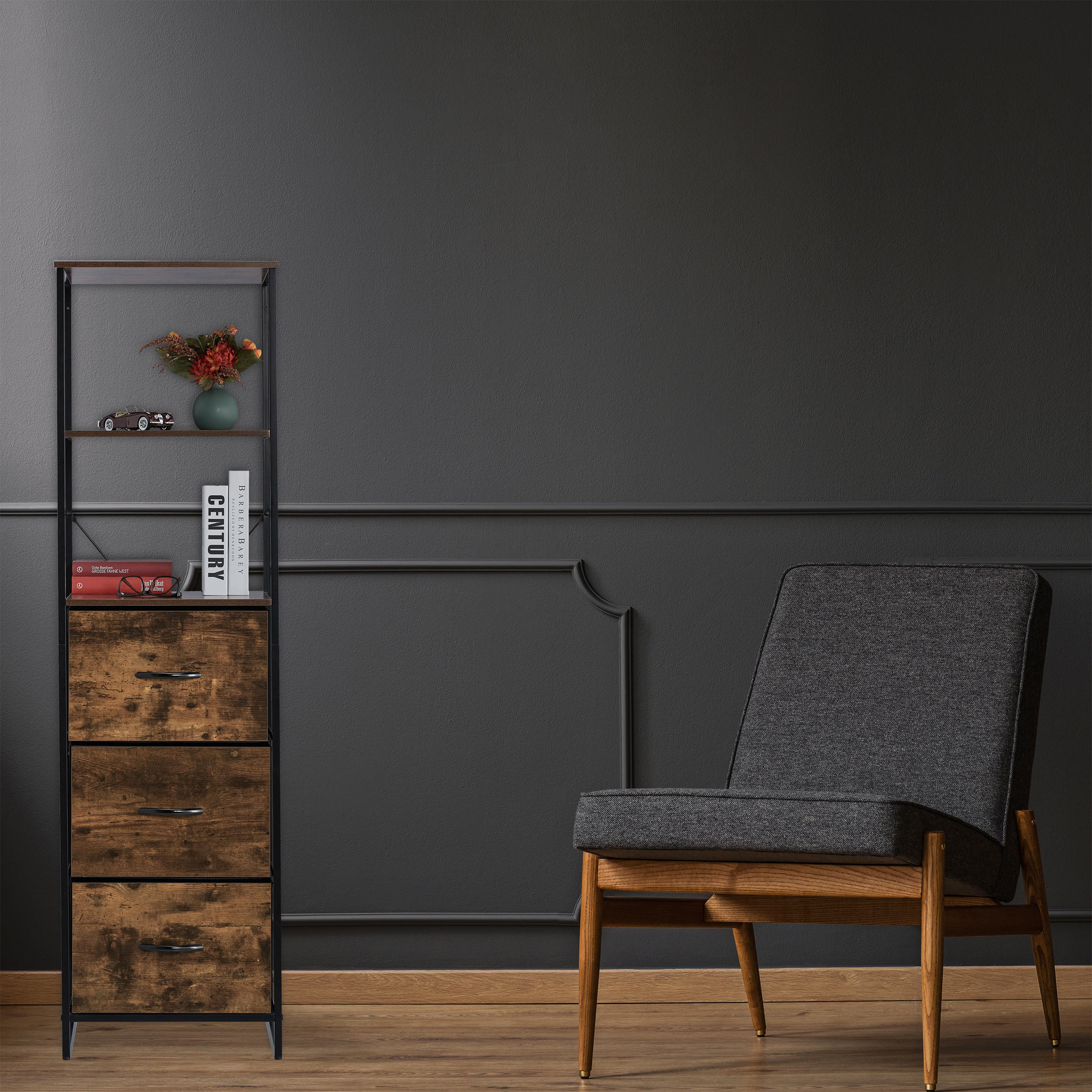 VINTAGE-REGAL - Multicolor, Holz/Holzwerkstoff (43/155/42.5cm) - Relaxdays