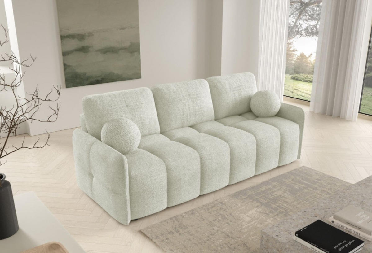 SOFA Ecru EMILI Mit Schlaffunktion Abriamo - Ecru, Textil (212/95/90cm) - Sepro Meble