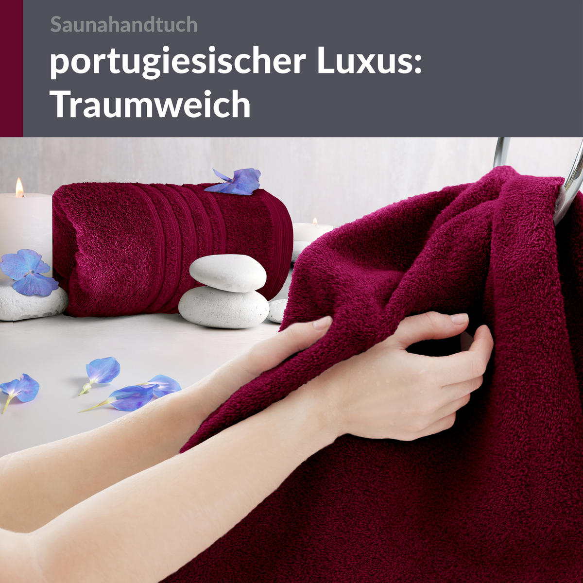 SAUNATUCH 80x200 cm 2er Set London Kirschrot - Kirschrot, Textil (80/200cm) - Lashuma