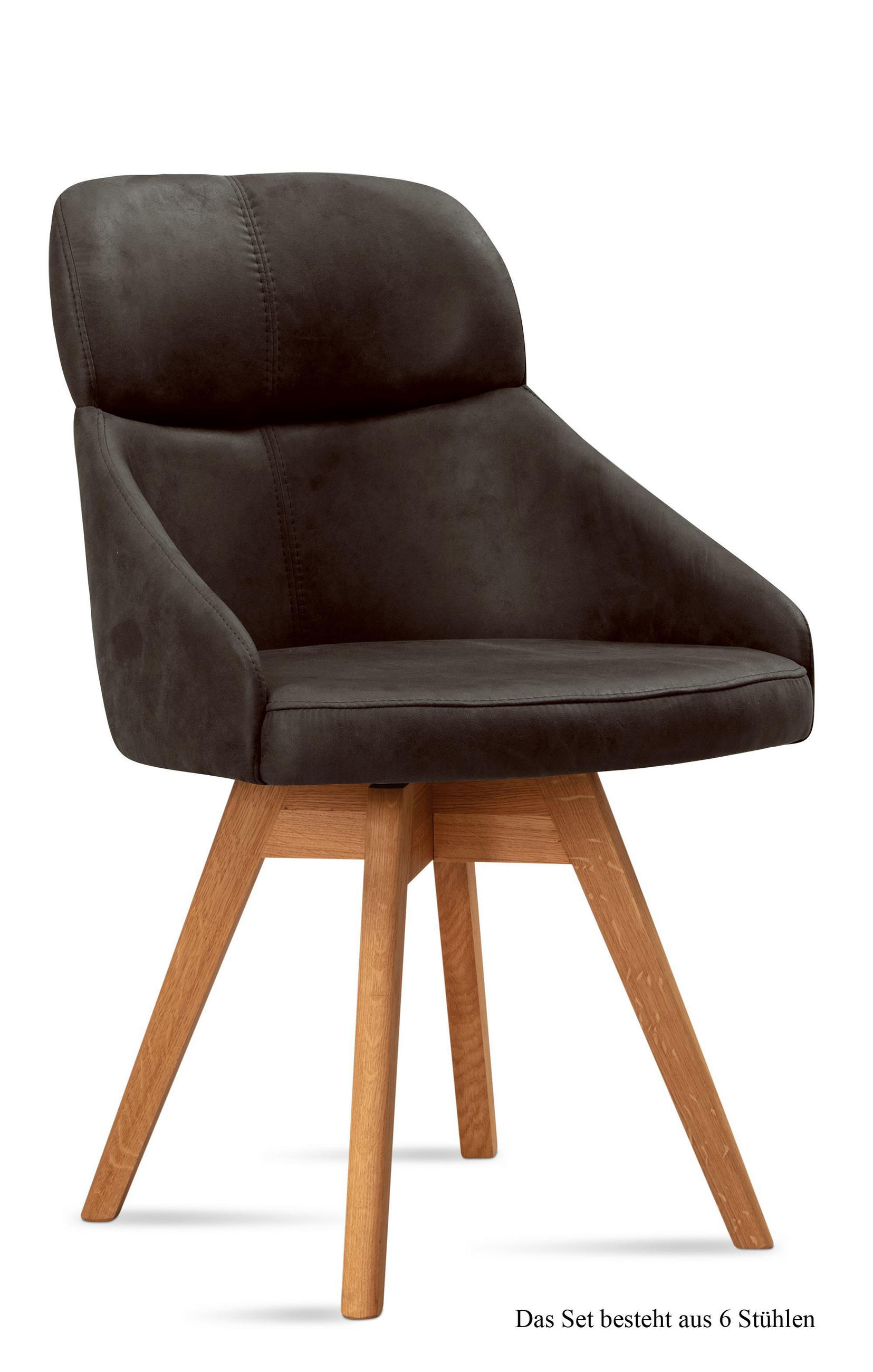 ESSZIMMERSTUHL drehbar (6er-Set) Drala 52x82x63 Eiche geölt/Espresso - Eichefarben/Dunkelbraun, Kunststoff (63/82/52cm) - 58aufmkessel