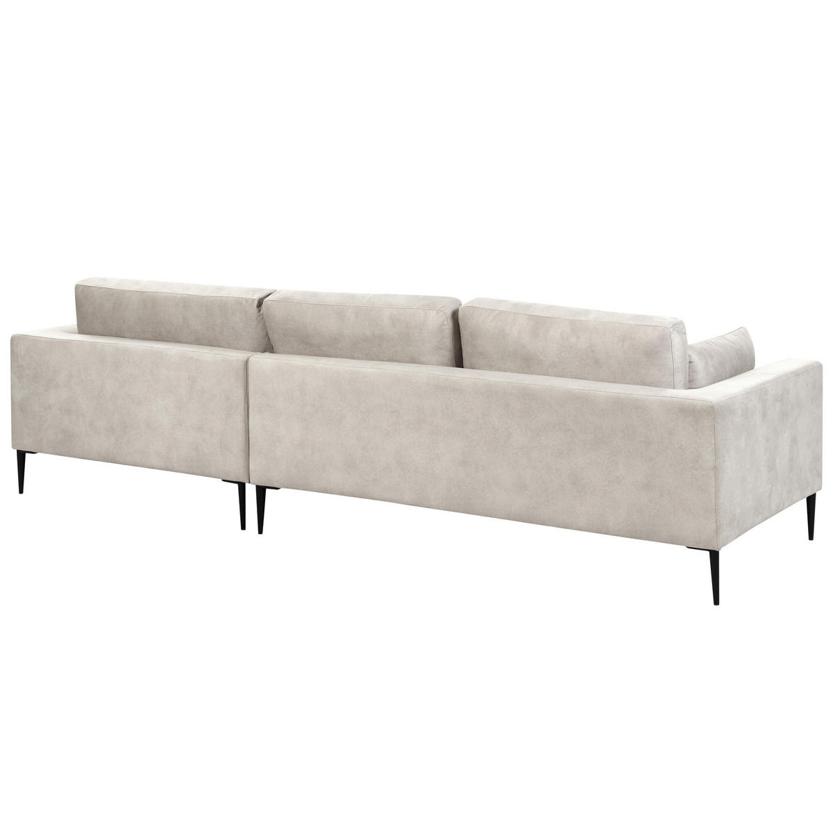 3-SITZER-ECKSOFA Samtstoff Hellgrau rechtsseitig Flam - Hellgrau, Textil (275/158cm) - Beliani