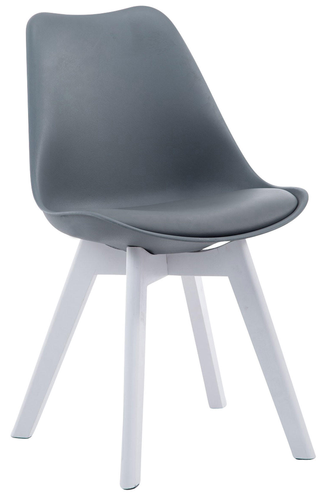STUHL Lederlook grau - Weiß/Grau, Holz/Textil (48/84/41.5cm) - CLP