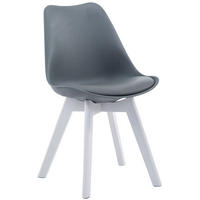 STUHL Lederlook grau - Weiß/Grau, Holz/Textil (48/84/41.5cm) - CLP
