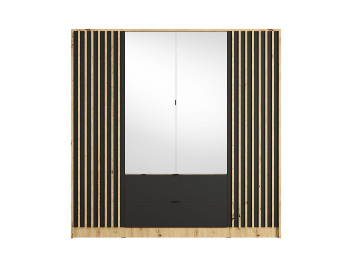 KLEIDERSCHRANK KAVORA 20 - 200×200,5×54,5 cm mit 4 Türen & 2 Schubladen Artisan Eiche - Eiche Artisan, Holzwerkstoff (200/200.5/54.5cm) - Milaros Markt