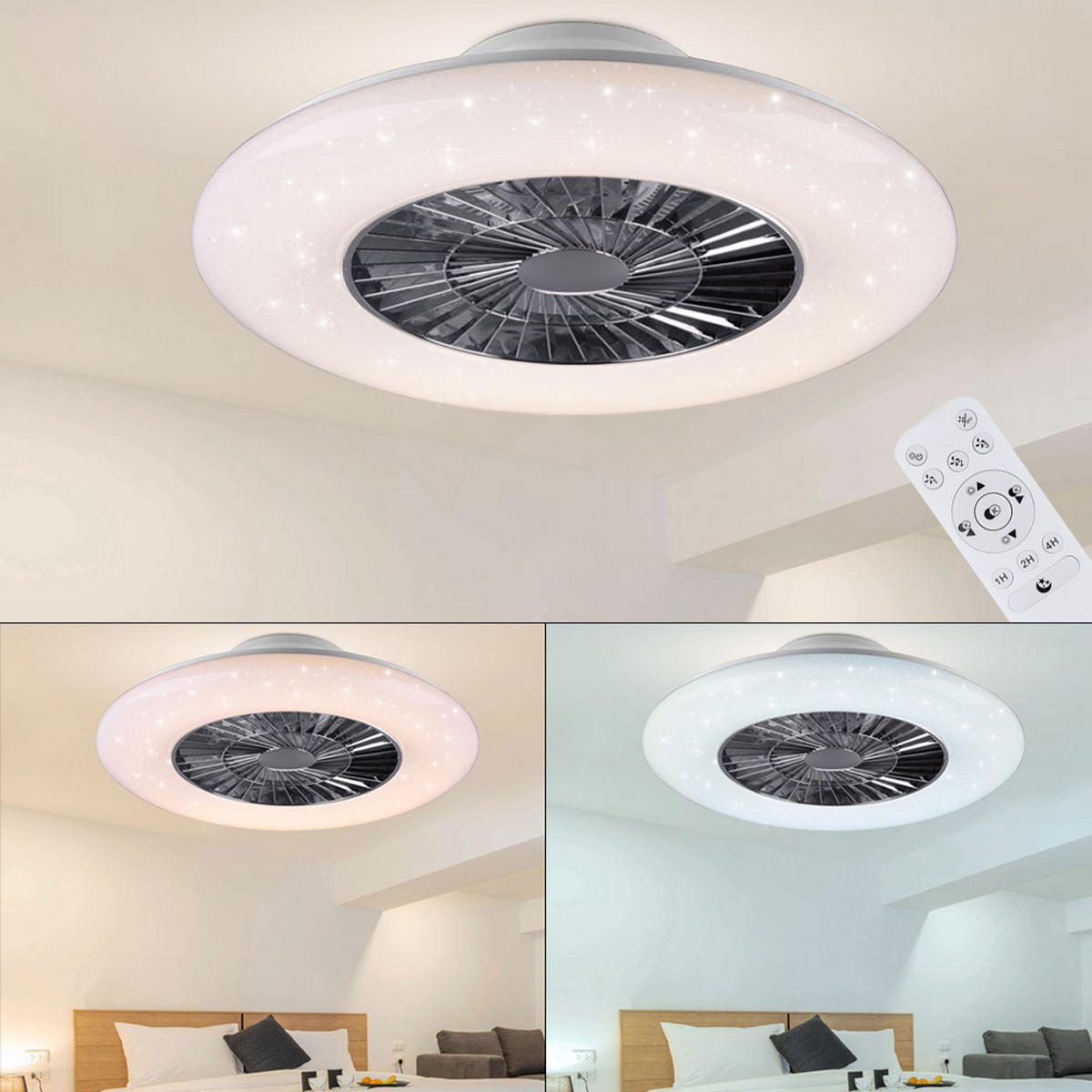 LED DECKENLEUCHTE Ventilator Weiß - Weiß, Metall (75/75/21cm)