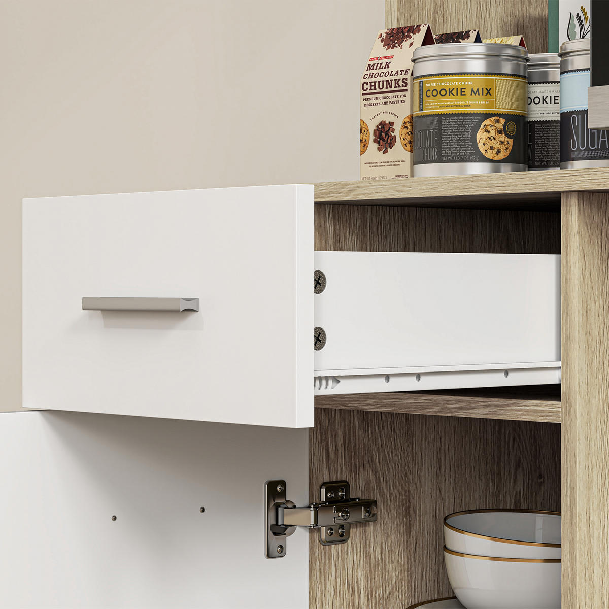HIGHBOARD DE-11130 Verstellbare Böden Weiß/Holz - Weiß, Holzwerkstoff (35/180/80cm) - ComfortXL