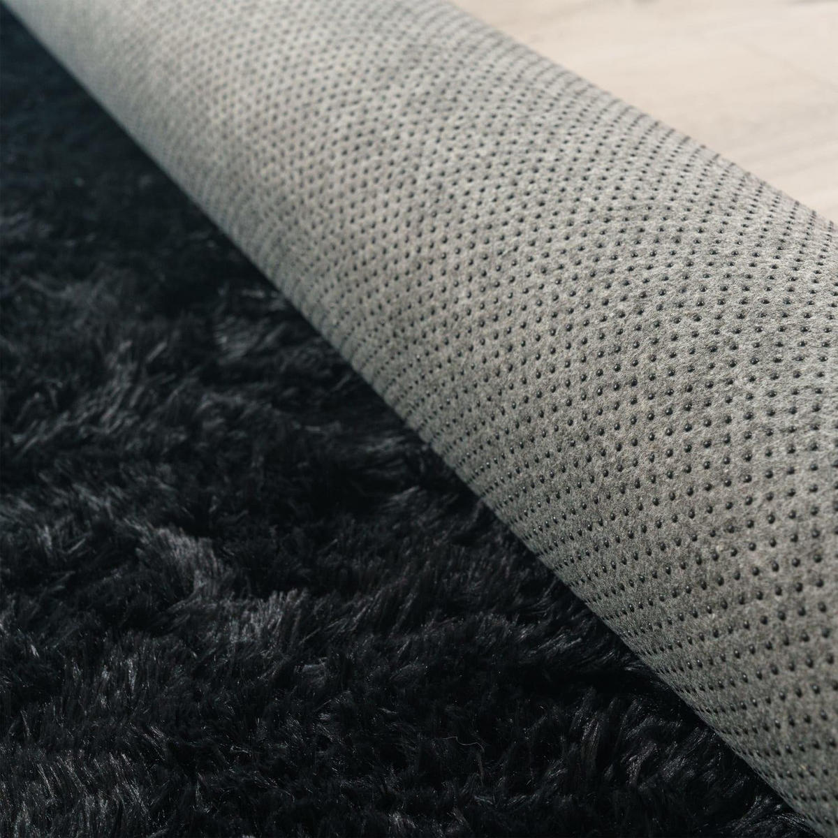 HOCHFLORTEPPICH 120/120 cm Silky 591 - Schwarz, Kunststoff (120/120cm) - Paco Home