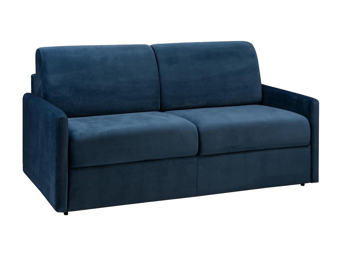SCHLAFSOFA - 3 Personen - Samt, Stoff - Marineblau - - Dunkelblau, Textil (170/85/223cm) - Vente-Unique