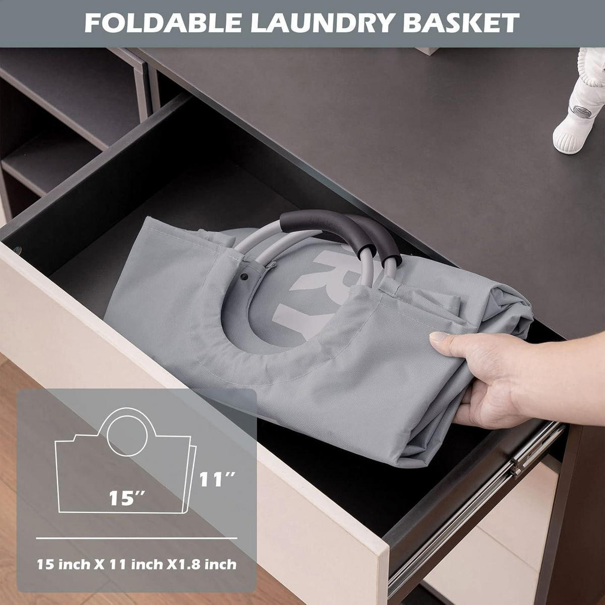 WÄSCHEKORB faltbar 115L Grau - Grau, Textil (43/79/43cm)