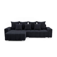 ECKSOFA PIANO L Links mit Schlaffunktion 137x234 Cord Schwarz - Silberfarben/Schwarz, Holz/Textil (278/178cm) - Muffo