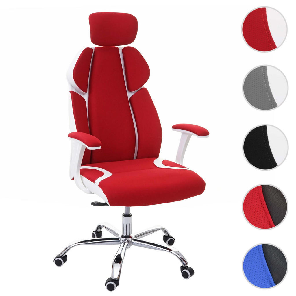 Thumbnail - MCW Bürostuhl, Rot, Weiß, Textil, 63x134x92 cm, Arbeitszimmer, Bürostühle, Drehstühle