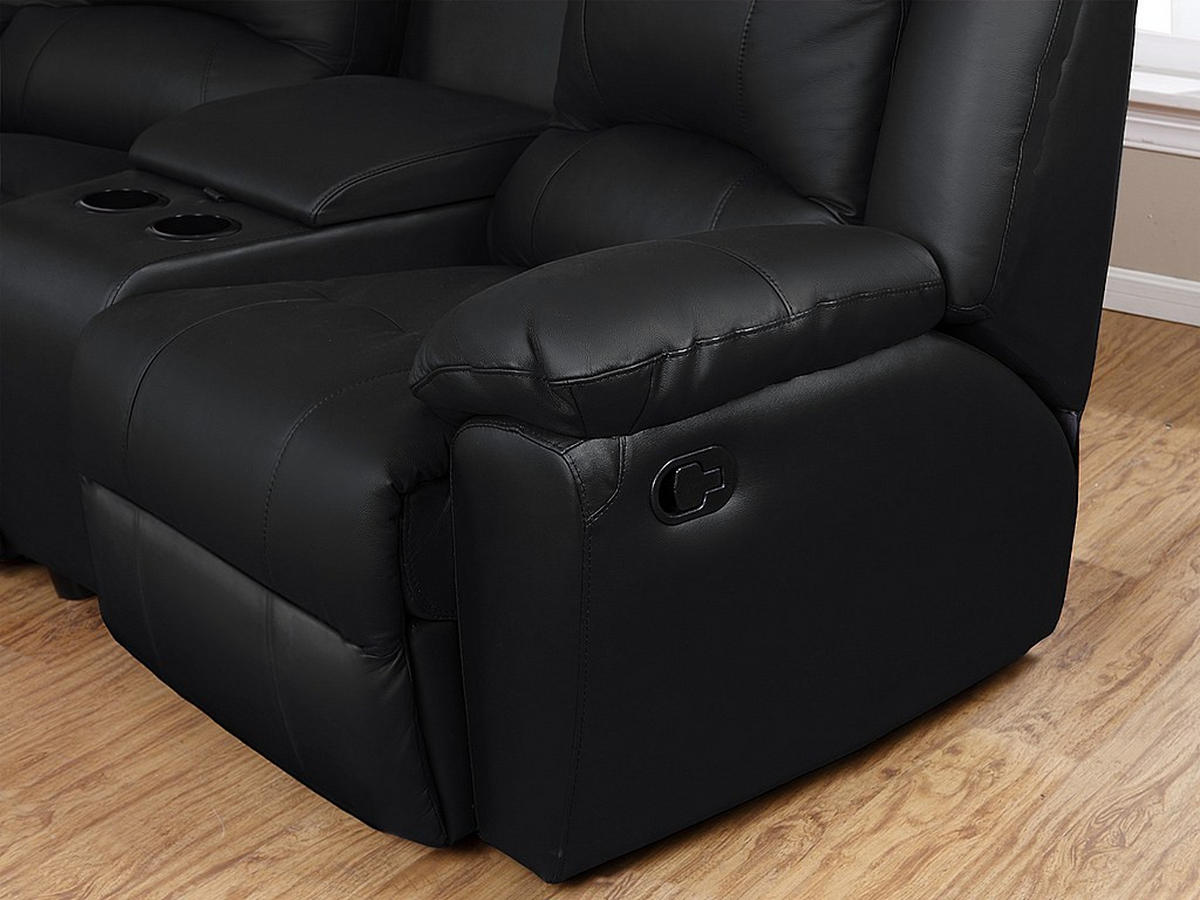 RELAXSOFA 3-Sitzer - Leder - Schwarz - AROMA - Schwarz, Leder (308/97/99cm) - Vente-Unique