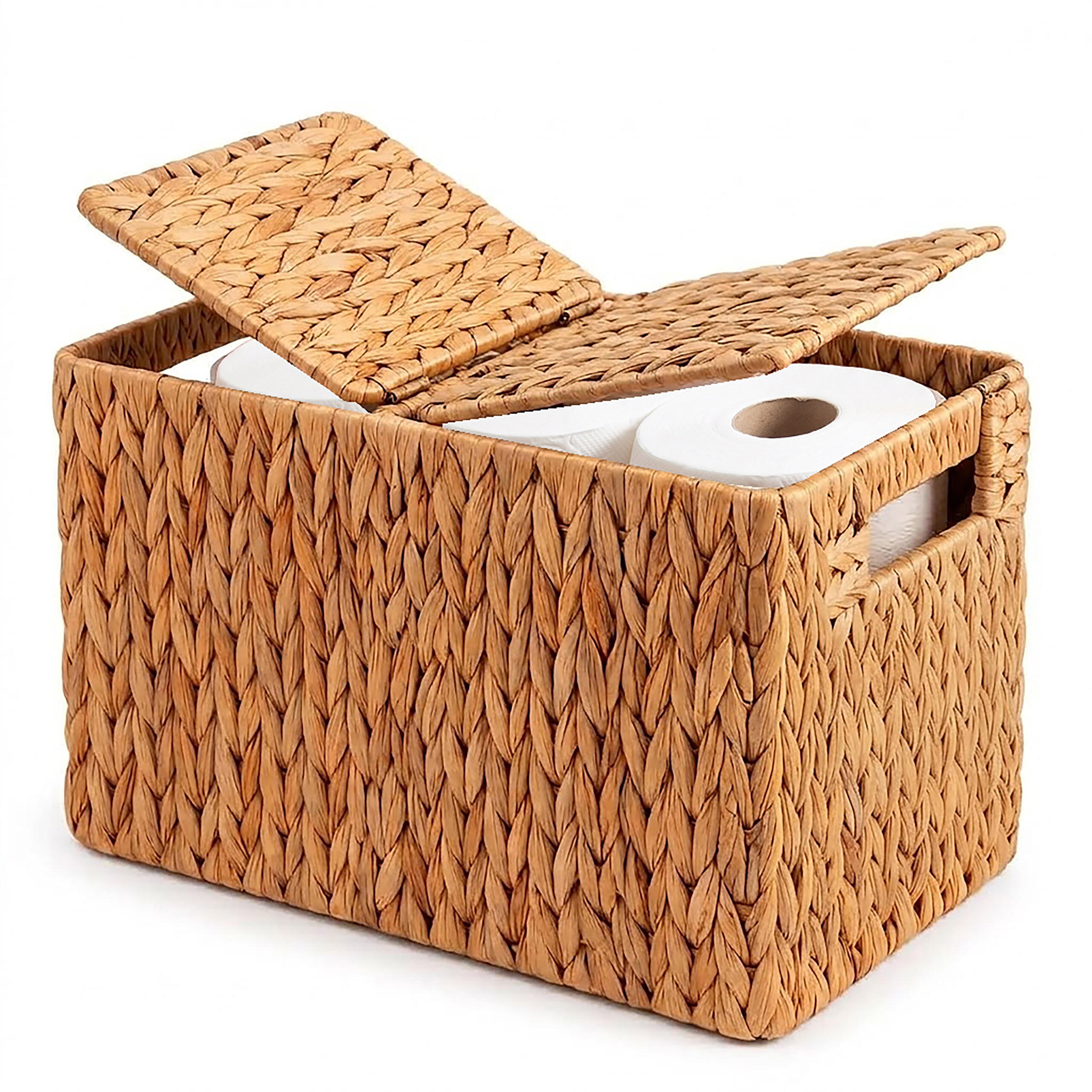 KOŠ Přírodní vodní hyacint na 6 rolí - světle hnědá, textil (16.5/40/27cm) - Relaxdays
