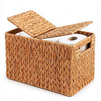 KOŠ Přírodní vodní hyacint na 6 rolí - světle hnědá, textil (16.5/40/27cm) - Relaxdays
