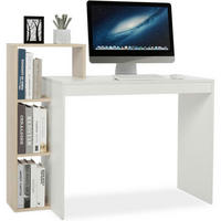 SCHREIBTISCH mit Regal Weiß und Eichefarben 110 x 40 x 92 cm - Multicolor, Holzwerkstoff (40/110/92cm)