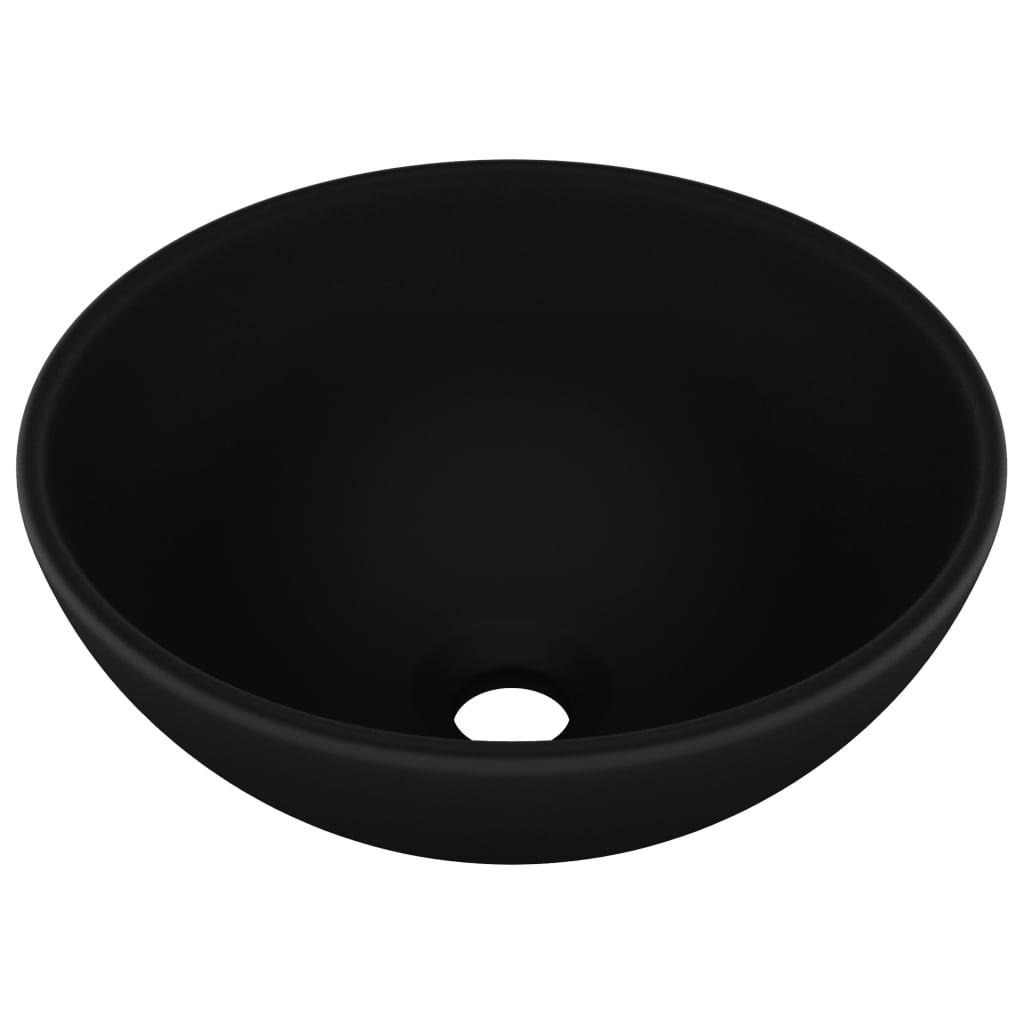WASCHBECKEN Luxus Rund Matt Schwarz 32,5/14 Cm Keramik - Schwarz, Keramik (32.5/14/32.5cm) - vidaXL
