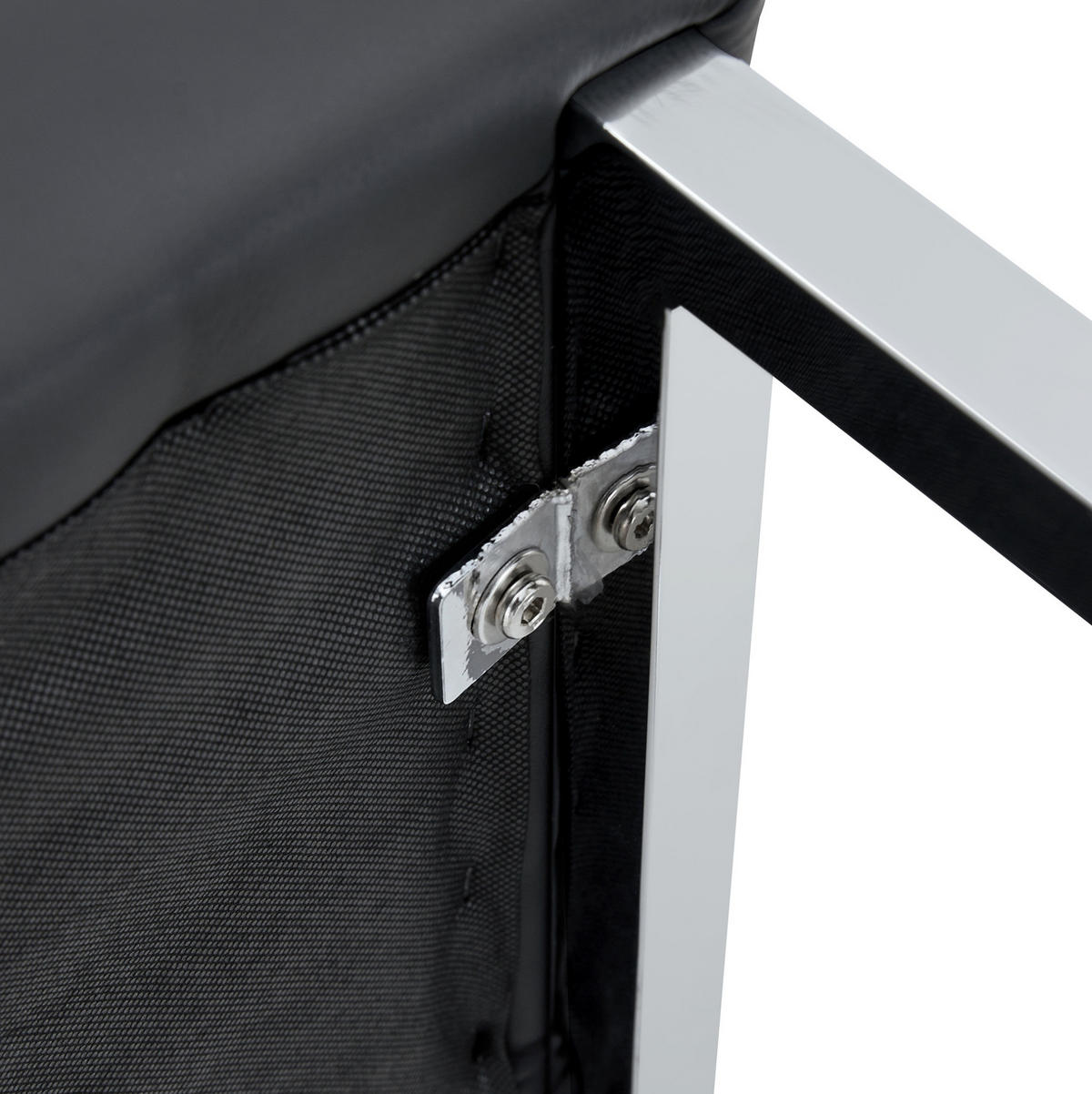 BARSTUHL 2er-Set 91,4 cm PU-Leder Schwarz mit silberfarbenen Metallbeinen - Silberfarben, Metall (53.3/91.4/48cm) - Meubliv