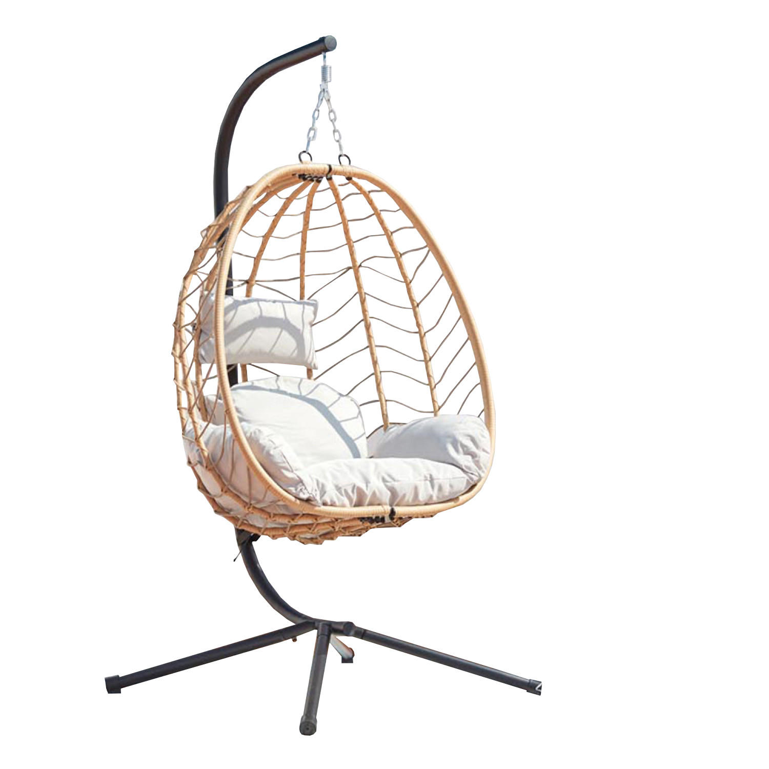 HÄNGESESSEL Lima Beige aus Kunstharz und Stahl - Beige, Kunststoff (95/197/95cm) - Concept Usine