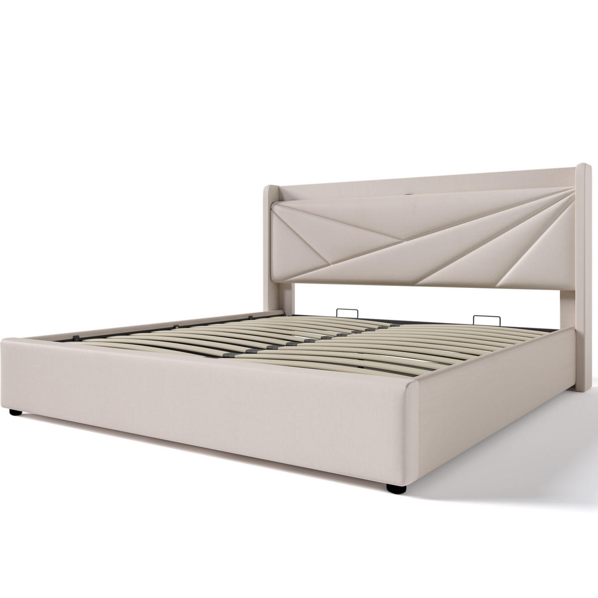 POLSTERBETT mit Bettkasten und USB/Typ-C 160x200 cm Beige - Beige, Metall (160/200cm) - Meubliv