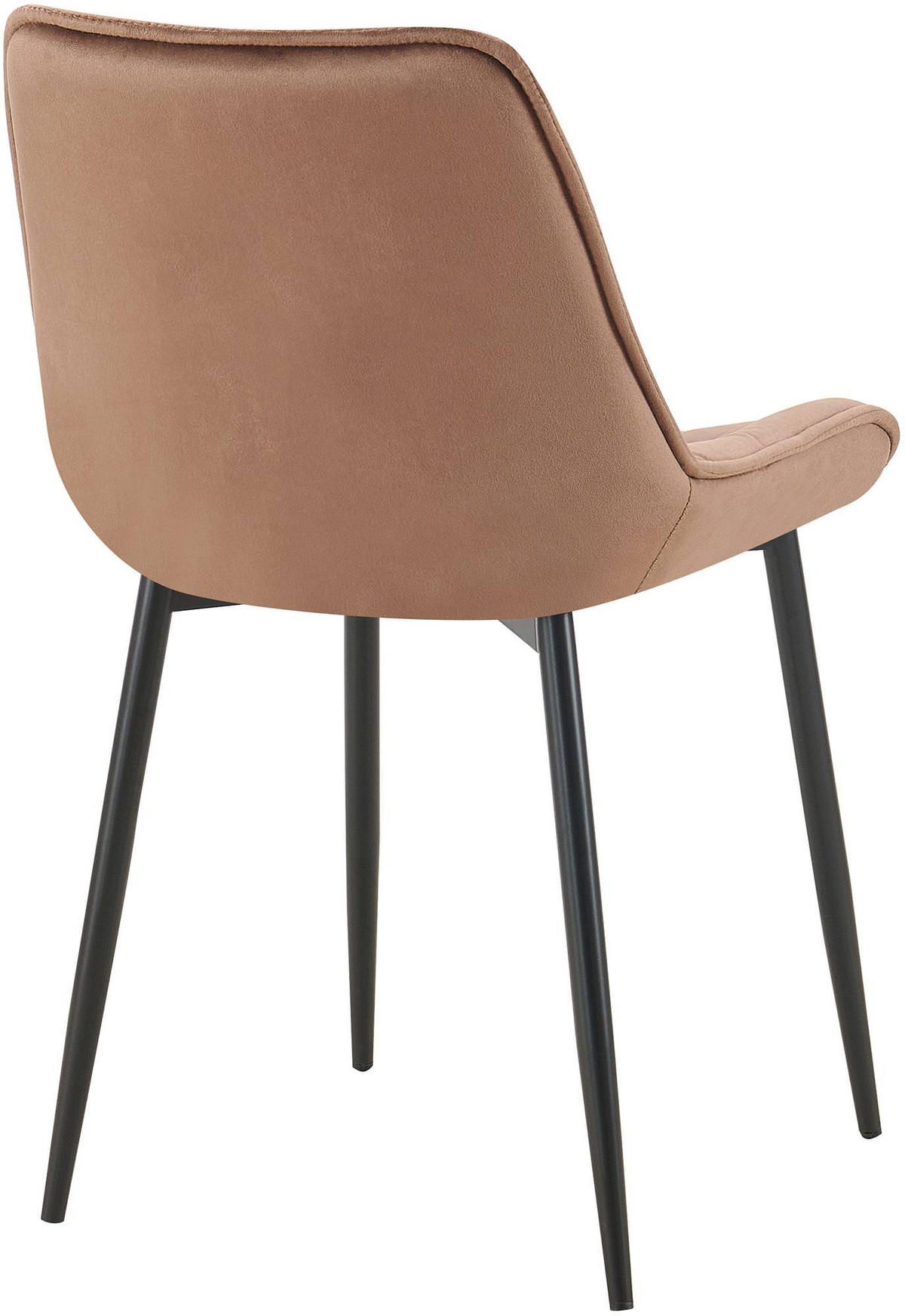 STUHL 2er Set Samt braun - Schwarz/Braun, Textil/Metall (52/84/59cm) - CLP