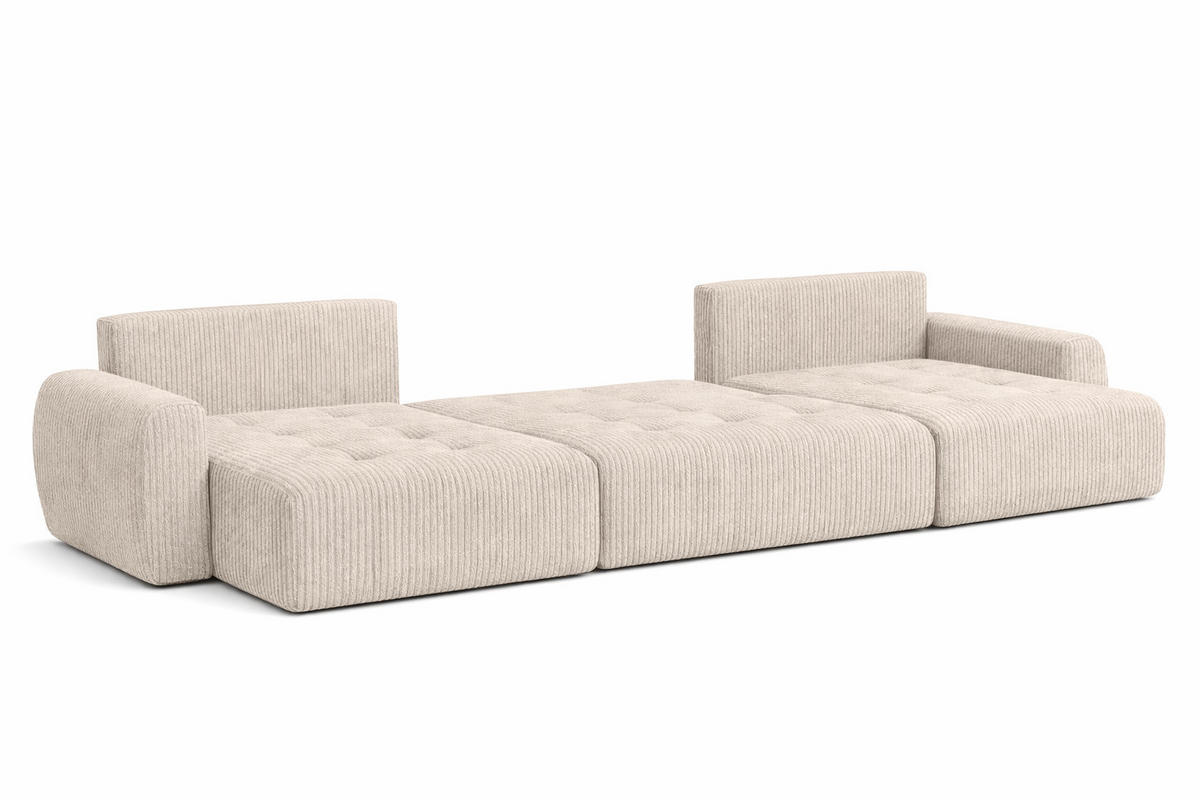 ECKSOFA Mit Schlaffunktion Und Bettkasten U-Form Ivo U, Cordstoff Poso, Beige - Beige, Holz (342/142cm) - Kaiser Möbel