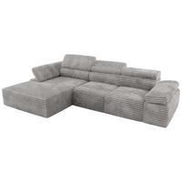 ECKSOFA RILASSO L Hellgrau Cord - links - Hellgrau/Schwarz, Kunststoff/Textil (296/174cm) - MKS