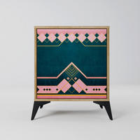 SIDEBOARD ROYAL COMPOSITION, Eichefarben, 57,5x42x70,5 cm, Schwarze Metall-Sternfüße - Eichefarben/Multicolor, Holzwerkstoff/Metall (57.5/70.5/42cm) - SpaceRebels