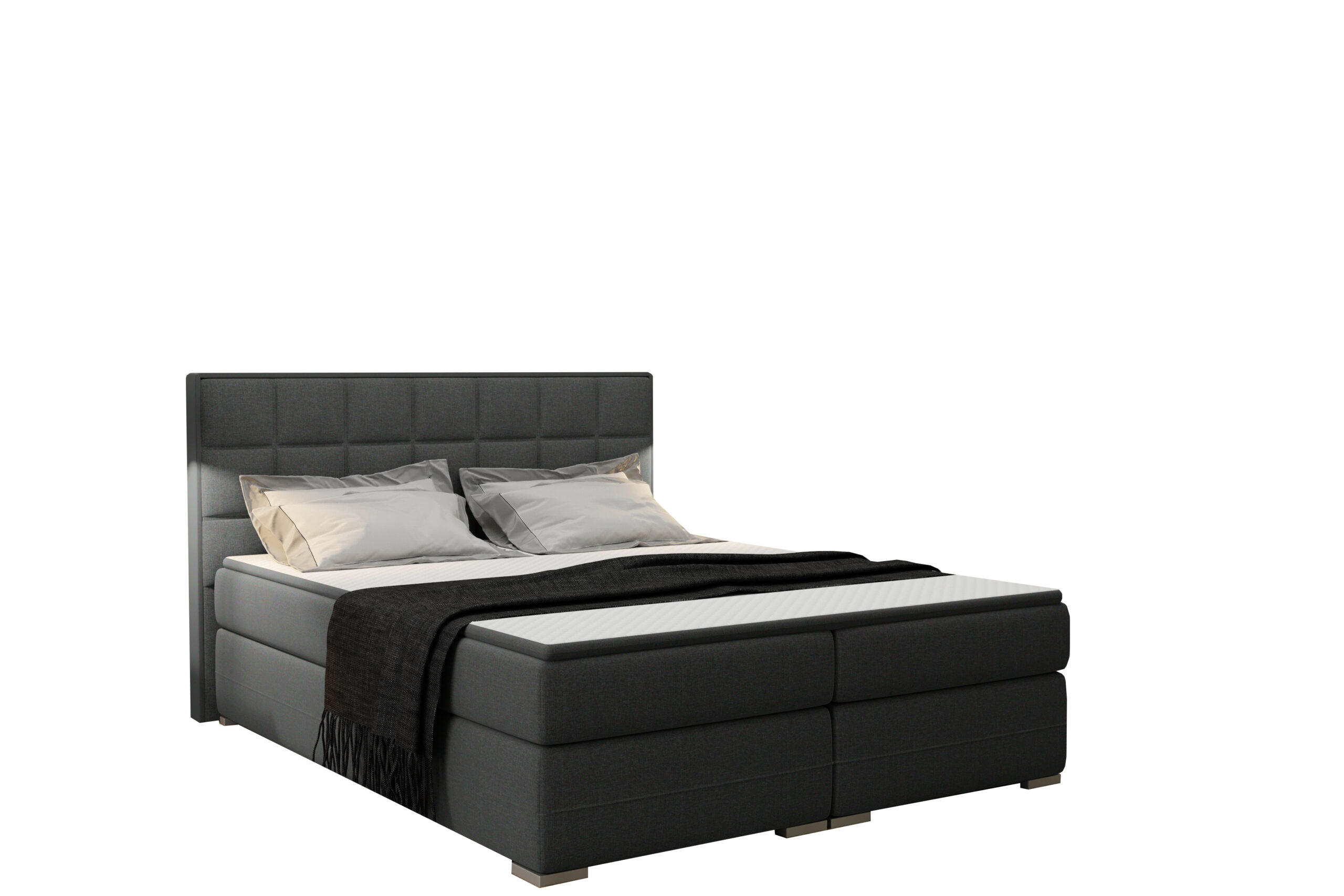 BOXBETT DAMALO, Stoff Sawana 180x200 cm Schwarz - Schwarz, Holz (200/200cm) - Kaiser Möbel