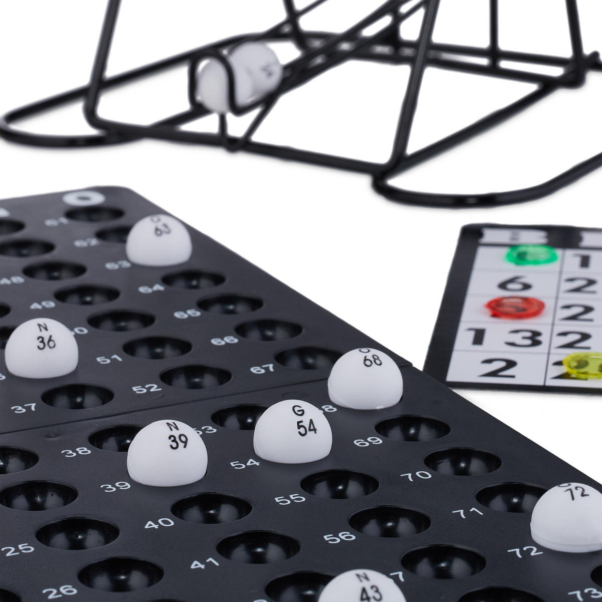 BINGO-SPIEL Set - Multicolor, Papier/Kunststoff (22/20cm) - Relaxdays