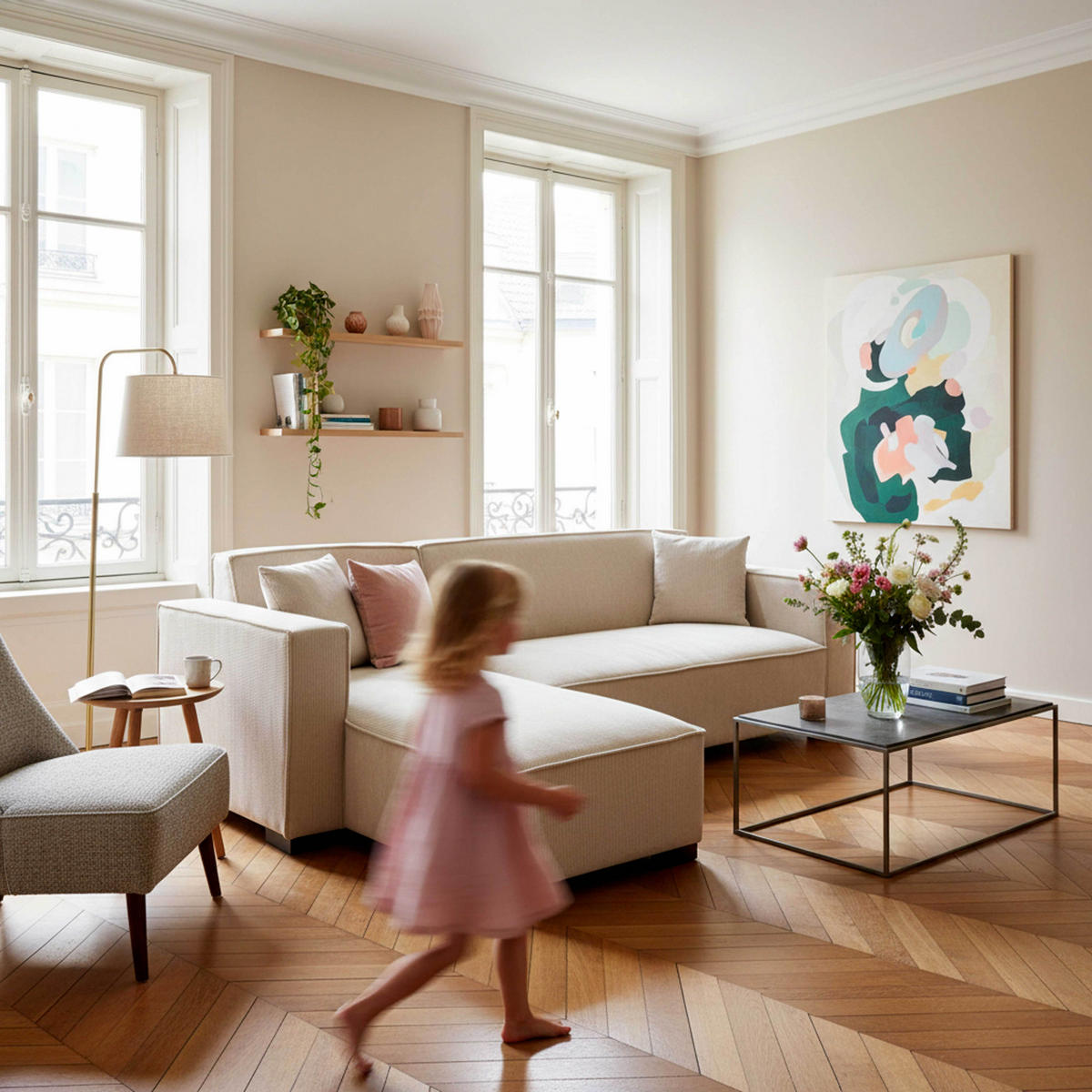 SOFA 3-Sitzer, Weiß - Weiß, Textil (160/247cm) - Oviala