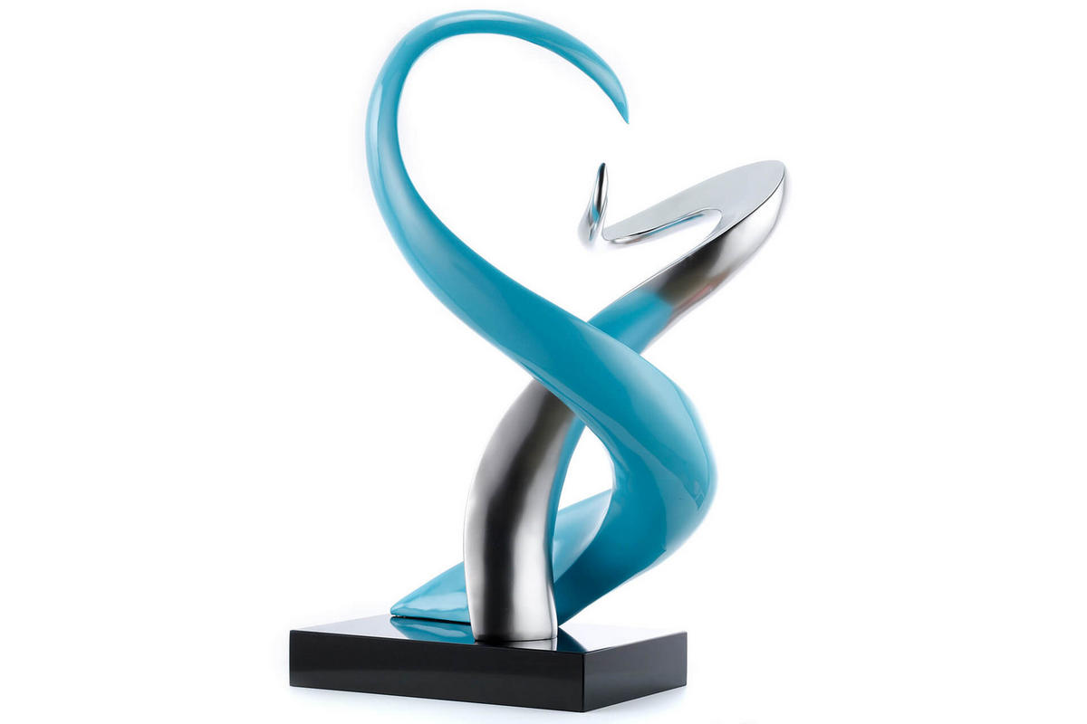 SKULPTUR Blau 45/63 cm - Blau/Silberfarben, Stein (8.75/63/28cm) - KUNSTLOFT