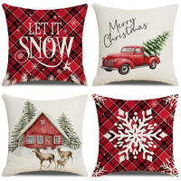 KISSENBEZUG – Weihnachtskissenbezug (Kissenfüllung nicht enthalten) – 45 x 45 cm – Multicolor(vier Stück) - Multicolor, Textil (45/45cm)