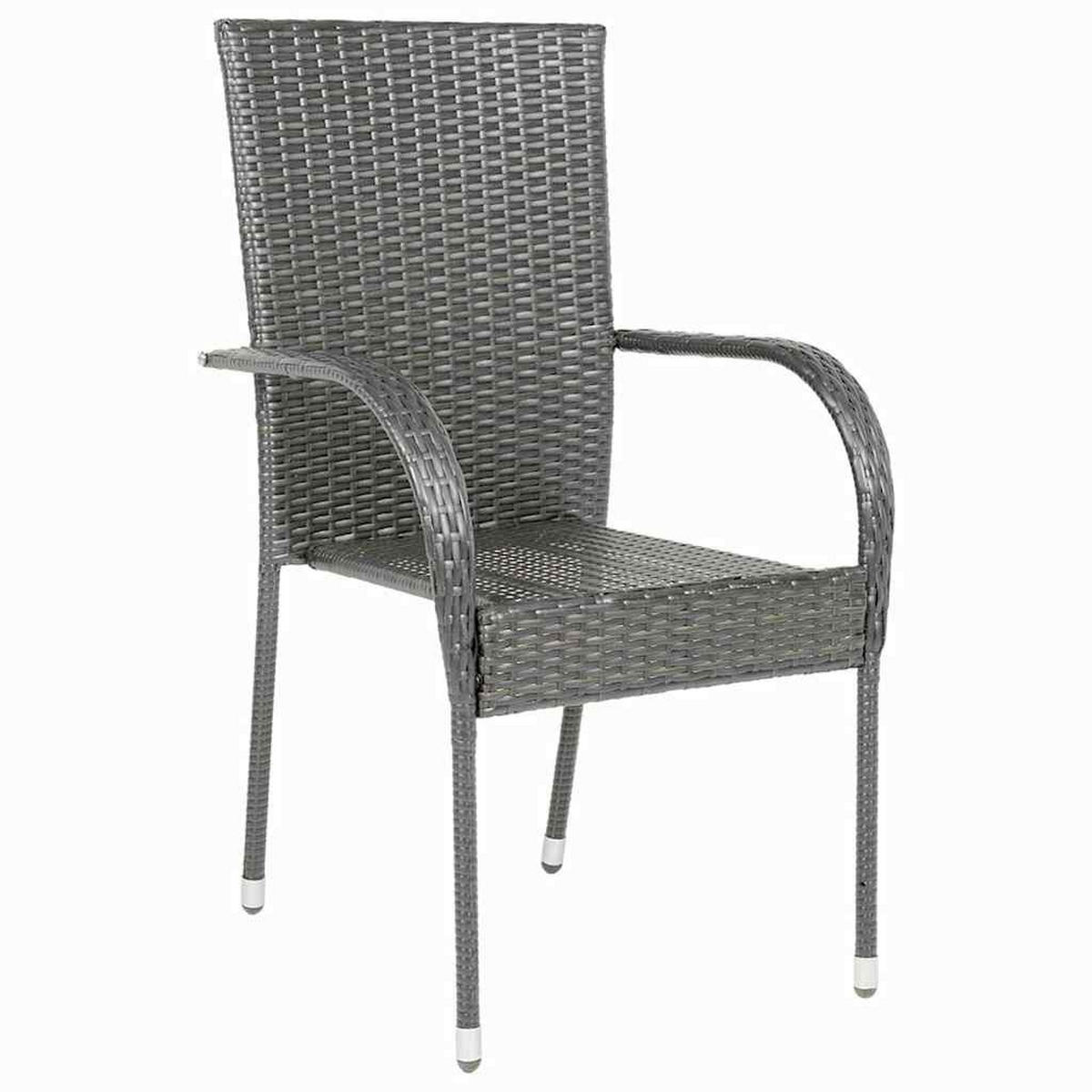 GARTENSTÜHLE Stapelbar 4 Stk. Grau Poly Rattan - Grau, Holz (55.5/95/53.5cm) - furnicato