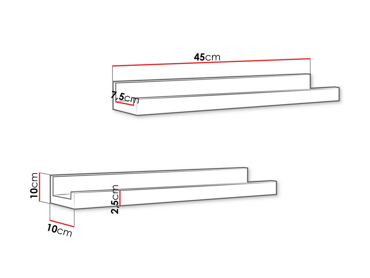 WANDBOARD Maelio - Weiß, Kunststoff (45/10/10cm) - MIRJAN24