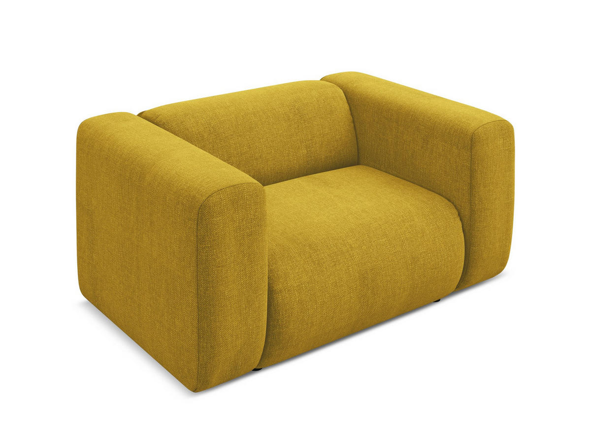 SESSEL Chenille Stoff Gelb - Currygelb/Gelb, Kunststoff/Textil (137/70/89cm) - Makamii