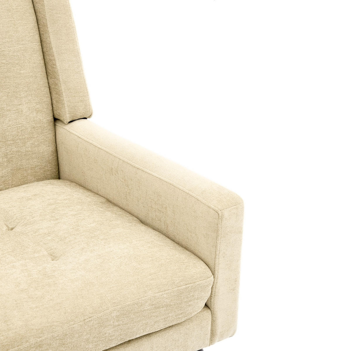 2-SITZER-SOFA Massivholz,dicke Schaumfüllung,Leinenstoff,Beige - Beige, Textil (119/88/75cm) - LVHOM