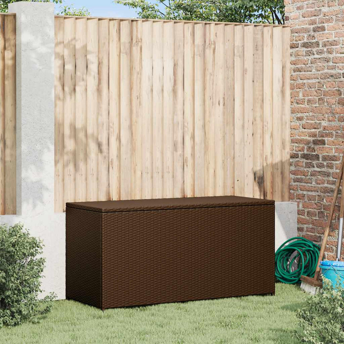 GARTEN-AUFLAGENBOX Braun 120/50/60 Cm Poly Rattan - Braun, Kunststoff (50/60/120cm) - vidaXL