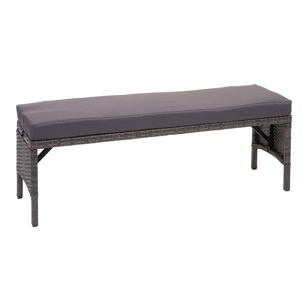 POLY-RATTAN SITZBANK Grau - Grau, Kunststoff (112/35/30cm) - MCW