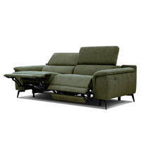 RELAXSOFA FIERO 3-Sitzer mit 2 Relaxfunktionen, olivgrün - Schwarz/Olivgrün, Holzwerkstoff/Textil (212/82/103cm) - Courtois Laville