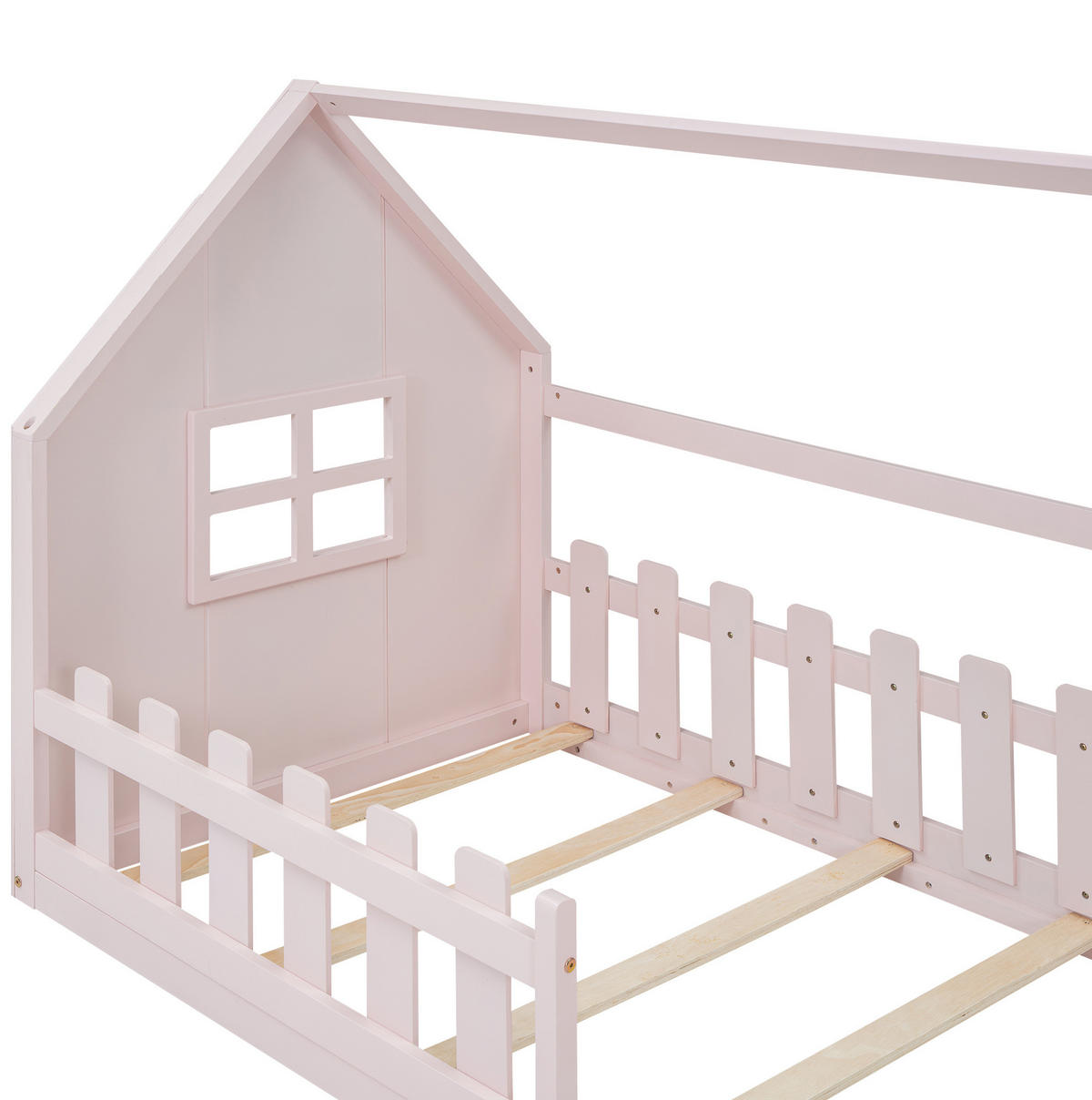 HAUSBETT 90/200 cm in Rosa aus Kiefer und MDF in Hausform - Pink, Holz (90/200cm) - OKMYHOME