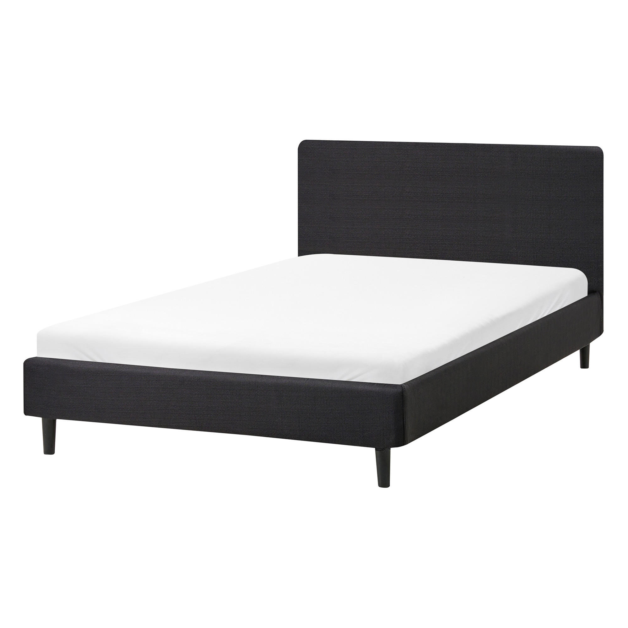PAT cu somieră 120/200 cm textil negru Fitou - negru, material textil (120/200cm) - Beliani