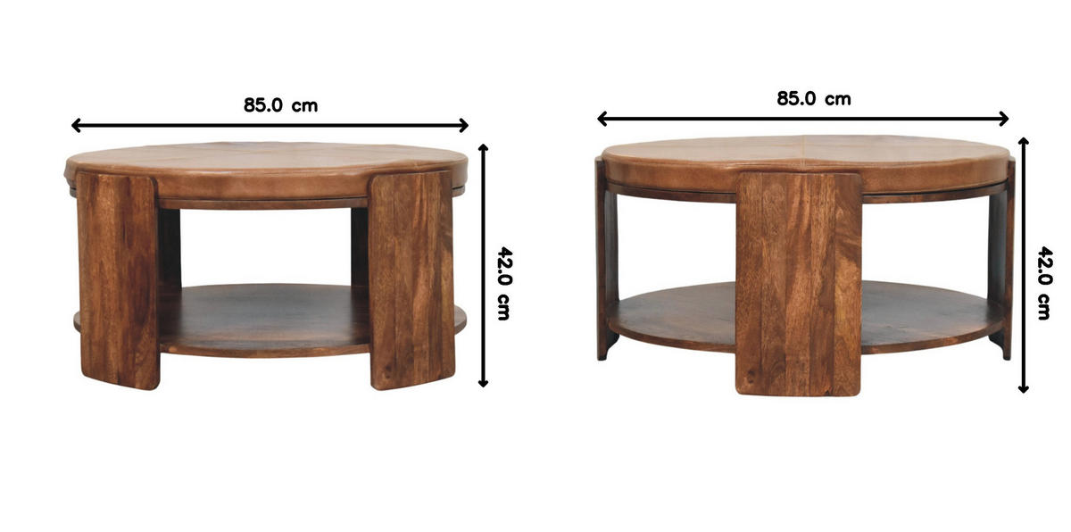 COUCHTISCH mit Roasted-Almond-Finish, Leder auf der Oberfläche, kaffeebraun - Braun, Leder/Holz (85/85/42cm) - Artisan Furniture