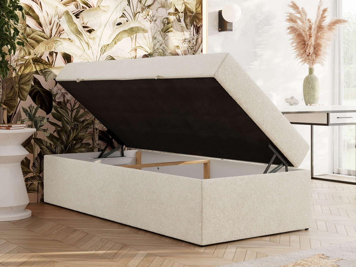 BOXBETT ZERO 90/200 - Creme Struktur - H3 - Topper T25 - Creme, Textil (90/200cm) - MKS