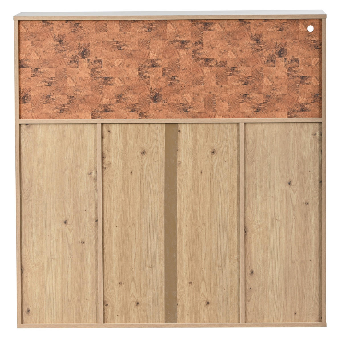 WEINSCHRANK 110x38x111 cm Holz, 2 Türen, Glasregal, Weinhalterung, LED-Beleuchtung - Naturfarben, Holz (110/111/38cm) - PARAFTA HOME