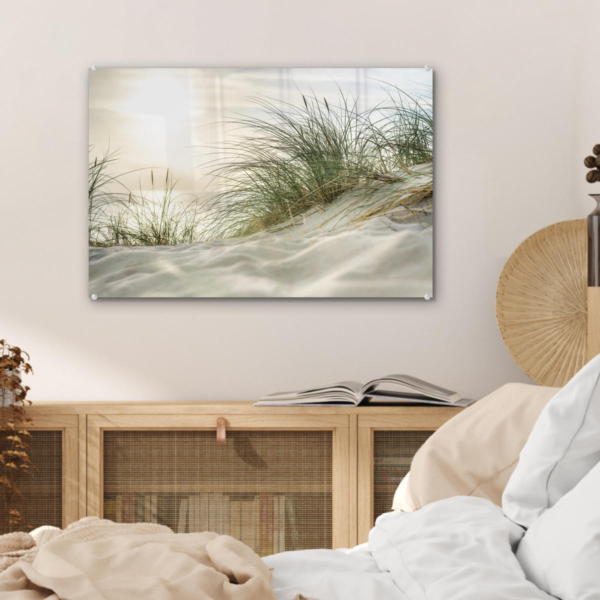 ACRYLGLASBILD Dünen - Strand - Schlewswig-Holstein - Wattenmeer 60x40 cm - Creme, Glas (60/40cm) - MuchoWow