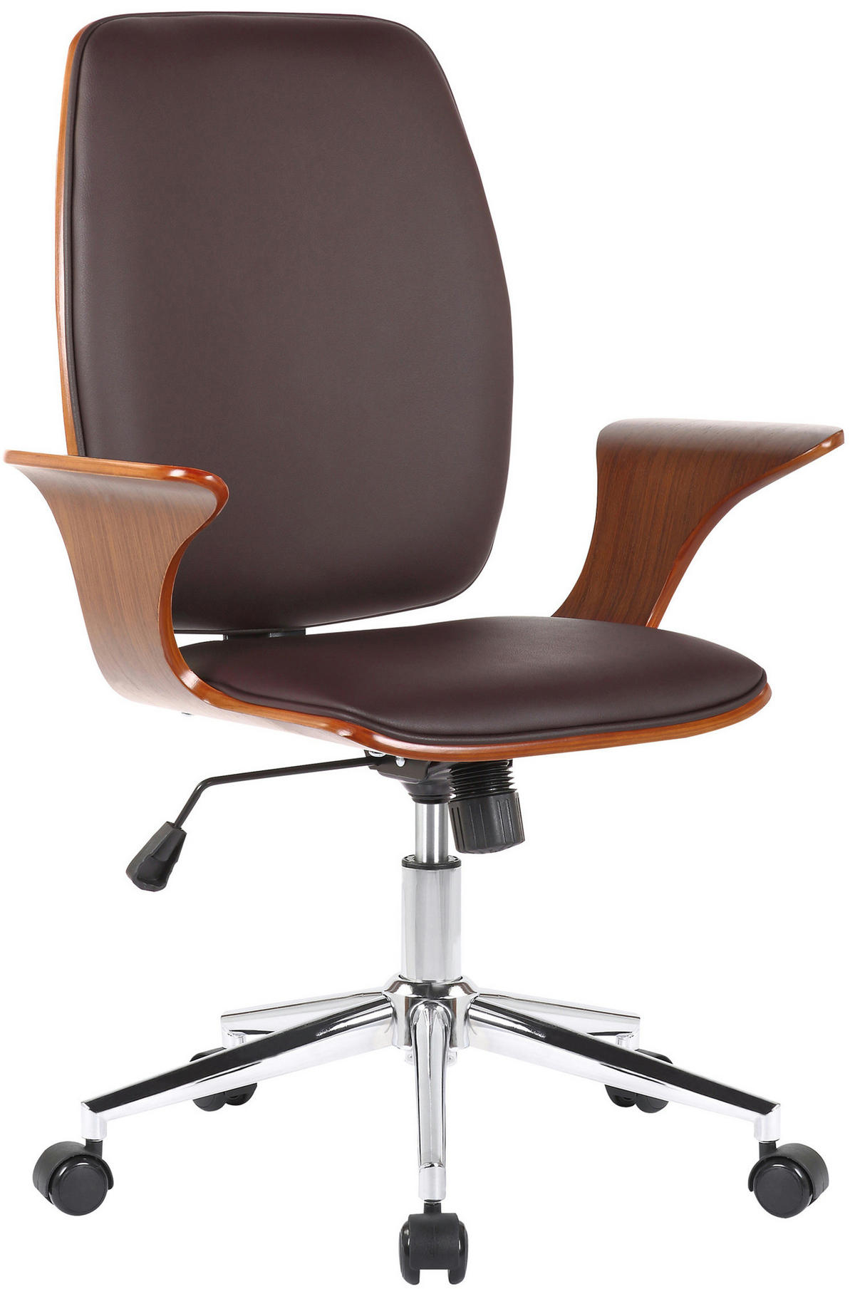 BÜROSTUHL Burton, Kunstleder Walnuss/Braun - Braun, Textil/Metall (67/101/68cm) - TPFLiving