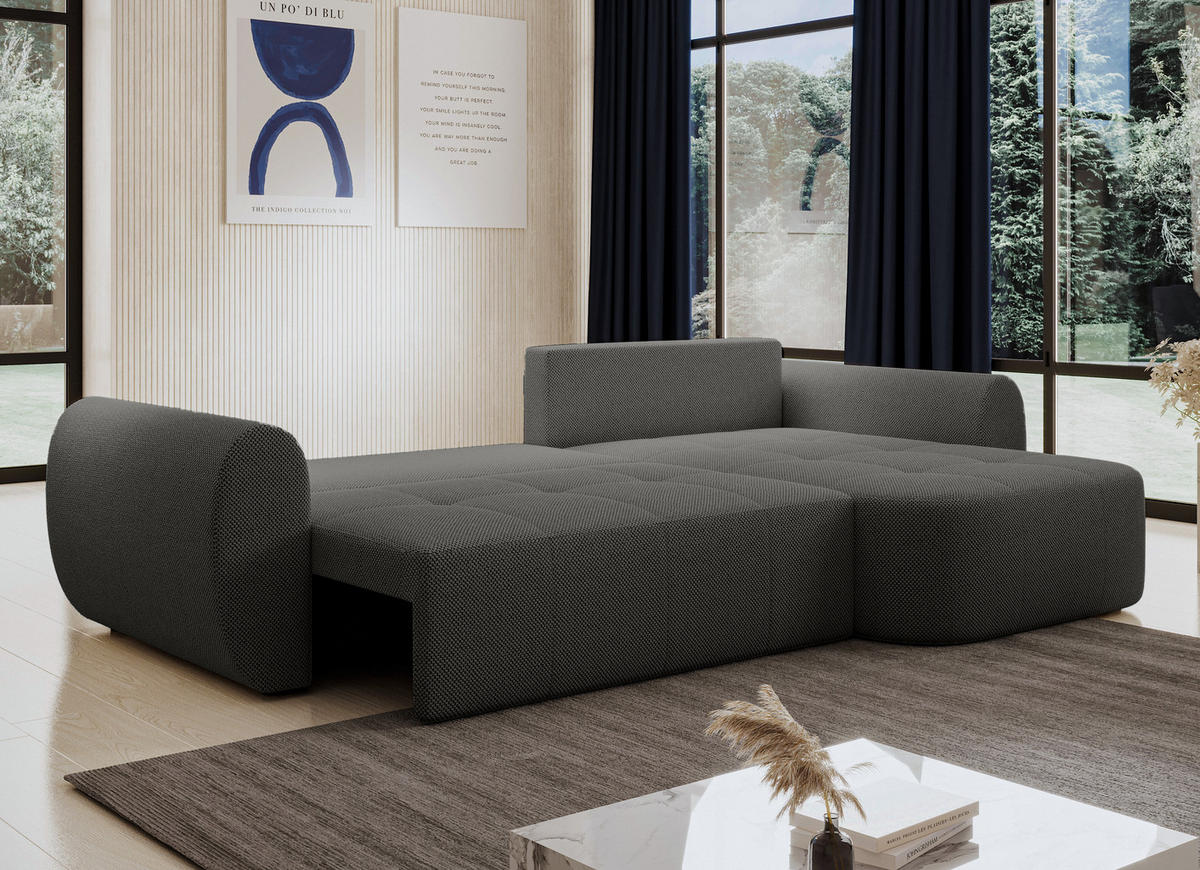 ECKSOFA L Form Nubio Grau 282/170/91 cm – modernes Sofa fürs Wohnzimmer - Schwarz/Grau, Kunststoff/Textil (282/170cm) - AX Living