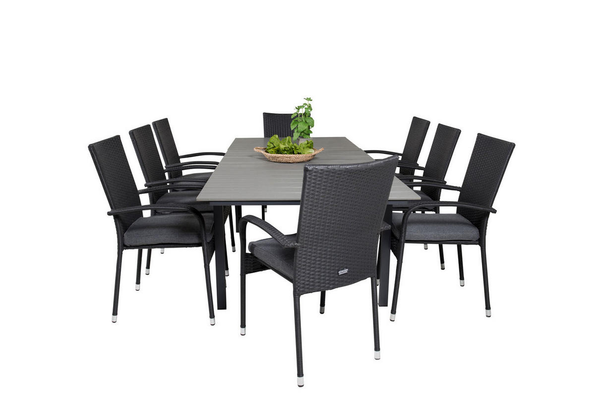 GARTENTISCHGRUPPE Schwarz - Schwarz, Holzwerkstoff - ebuy24