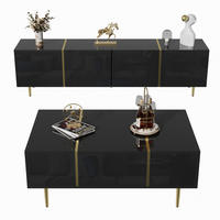 TV-ELEMENT 170/35/46 cm mit 4 Türen & Soft-Close im Set mit Couchtisch - Schwarz, Holzwerkstoff (170/46/35cm) - BEAOK